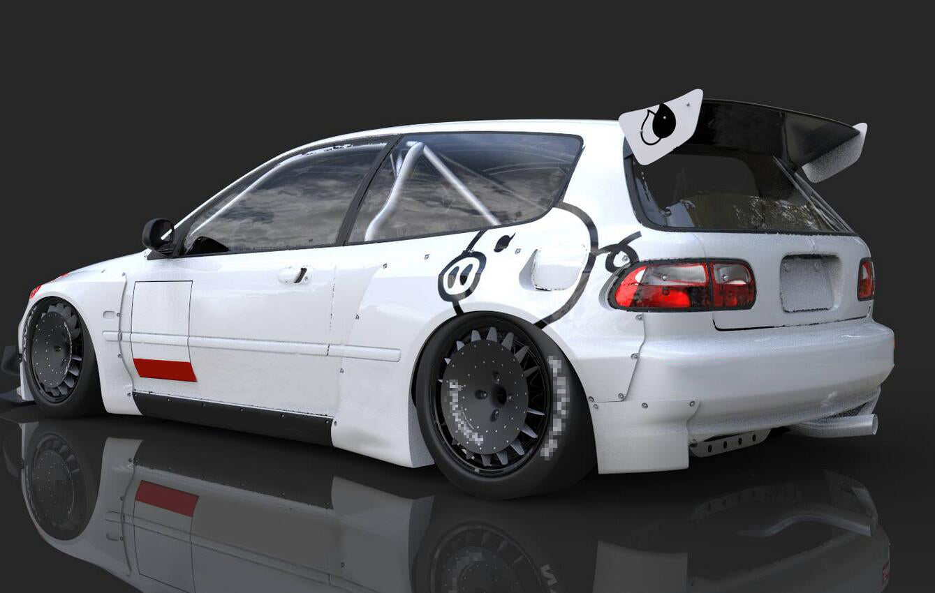 Honda EG Civic Hatch Back RB Style Wide Body Rear Spoiler
