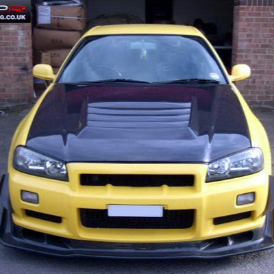 Nissan Skyline R34 GTR NIS Style hood fiber glass & carbon body kits