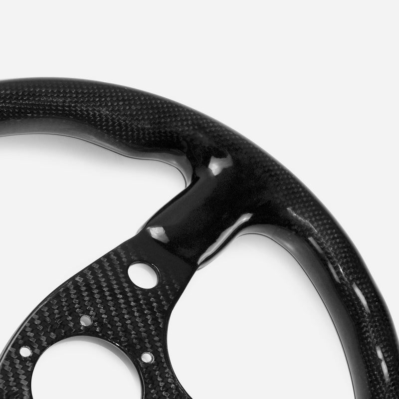 Universal S Type Flat Steering wheel (340mm diamete, 6 bolts 70mm PCD (Same fitment with MOMO, OMP & Sparco)