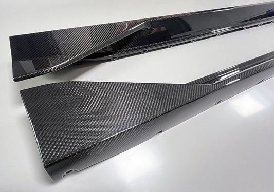BMW M3 G80 Sedan Pre-preg MP Type side skirt extension pair