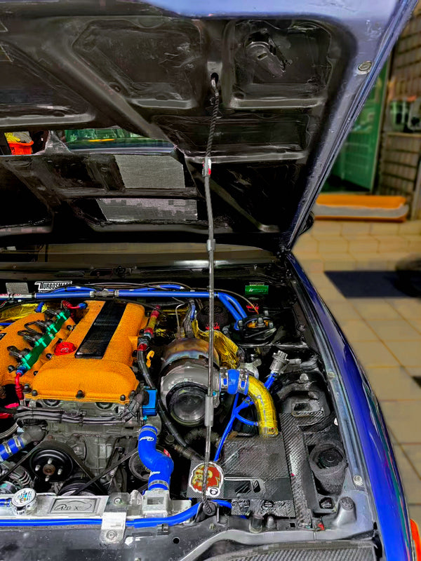 Nissan S13 RPS13 180SX Dry Carbon hood prop rod