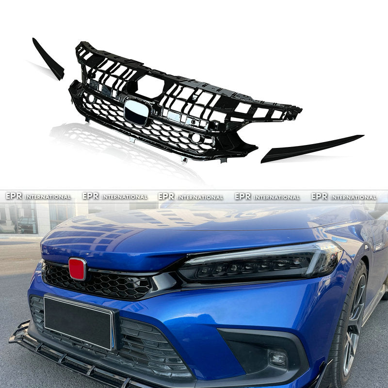 Honda Civic Gen 11 FL1 TR Type front grill (Gloss black, Hatchback)