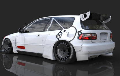 Honda EG Civic Hatch Back RB Style Wide Body Rear Spoiler