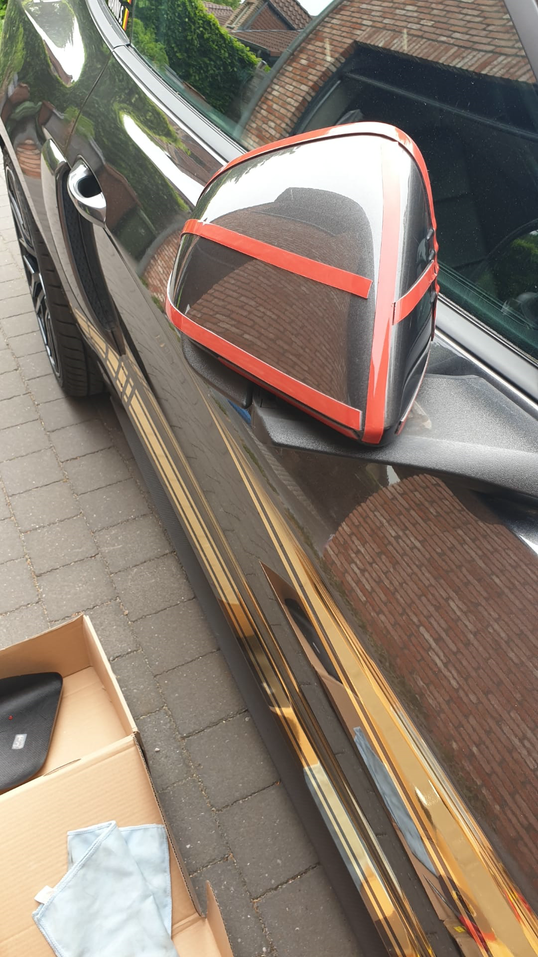 Ford Mustang 2015 Mirror Cover Stick On Type With Light Hole