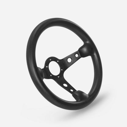 Universal D Type Steering wheel (340mm diameter, deep around 60mm, 6 bolts 70mm PCD (Same fitment with MOMO, OMP & Sparco)