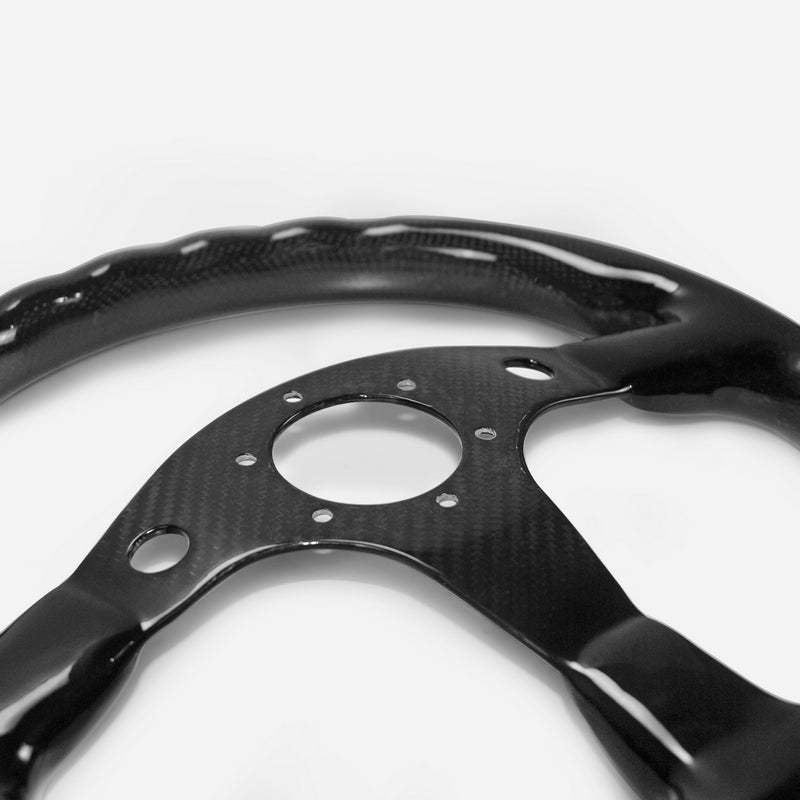 Universal S Type Flat Steering wheel (340mm diamete, 6 bolts 70mm PCD (Same fitment with MOMO, OMP & Sparco)