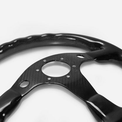 Universal S Type Flat Steering wheel (340mm diamete, 6 bolts 70mm PCD (Same fitment with MOMO, OMP & Sparco)