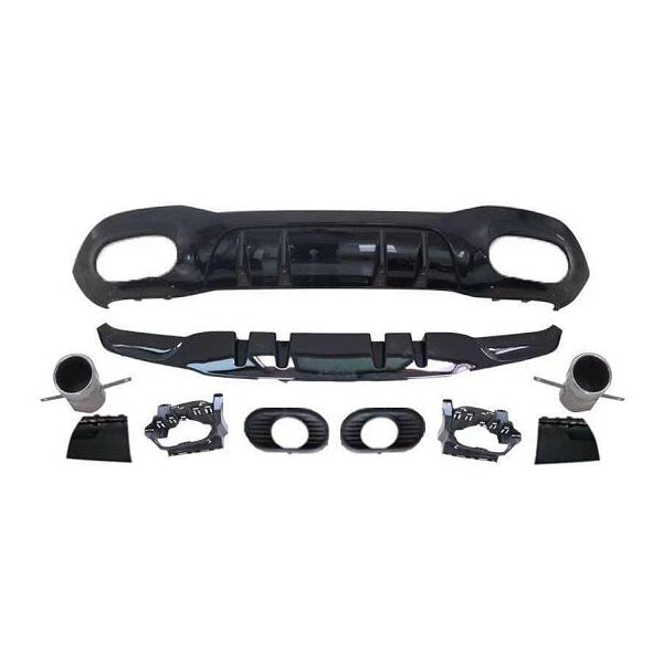 MERCEDES BENZ A-CLASS 18 onwards W177 AM Style Rear Diffuser with accessories, silver tip (5 Door Hatch only)