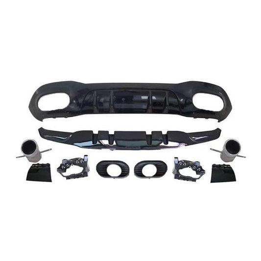 MERCEDES BENZ A-CLASS 18 onwards W177 AM Style Rear Diffuser with accessories, silver tip (5 Door Hatch only)