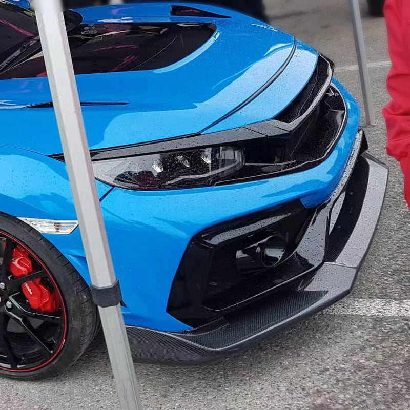 Honda 17-19 Civic Type R FK8 VRSAR2 Style Front Bumper 2Pcs (with emblem base) (2020 On need use 17-19 logo emblem)