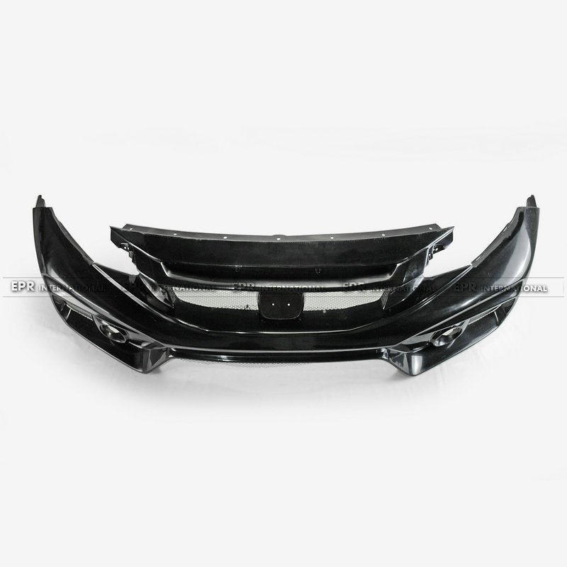 Honda 17-19 Civic Type R FK8 VRSAR2 Style Front Bumper 2Pcs (with emblem base) (2020 On need use 17-19 logo emblem)