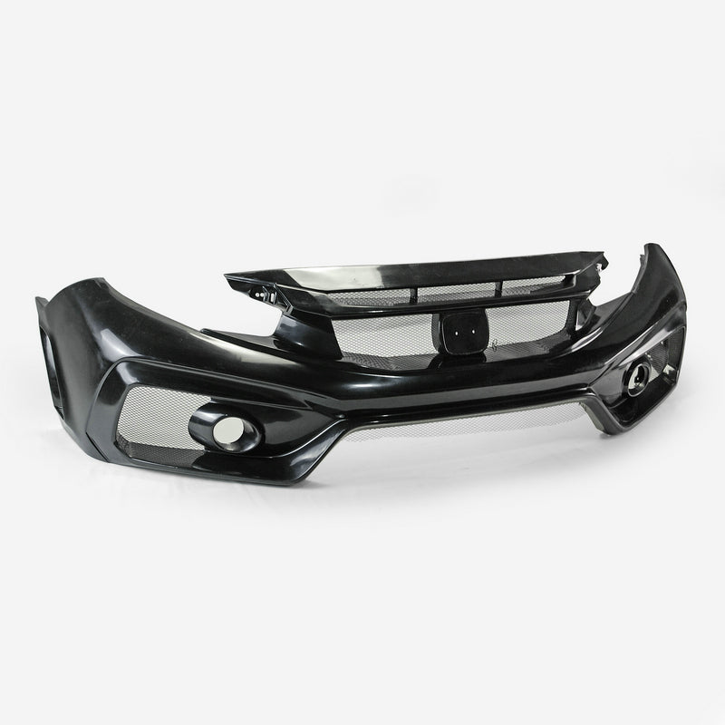 Honda 17-19 Civic Type R FK8 VRSAR2 Style Front Bumper 2Pcs (with emblem base) (2020 On need use 17-19 logo emblem)