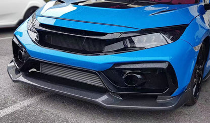 Honda 17-19 Civic Type R FK8 VRSAR2 Style Front Bumper 2Pcs (with emblem base) (2020 On need use 17-19 logo emblem)