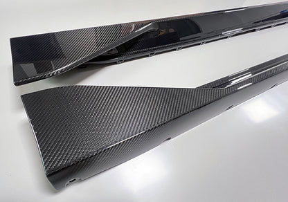 BMW M3 G80 Sedan Pre-preg MP Type side skirt extension pair