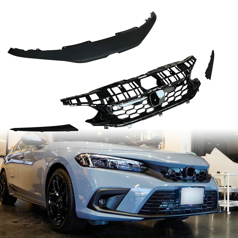 Honda Civic Gen 11 FE1 SI Type front grill  (Gloss black, Sedan)