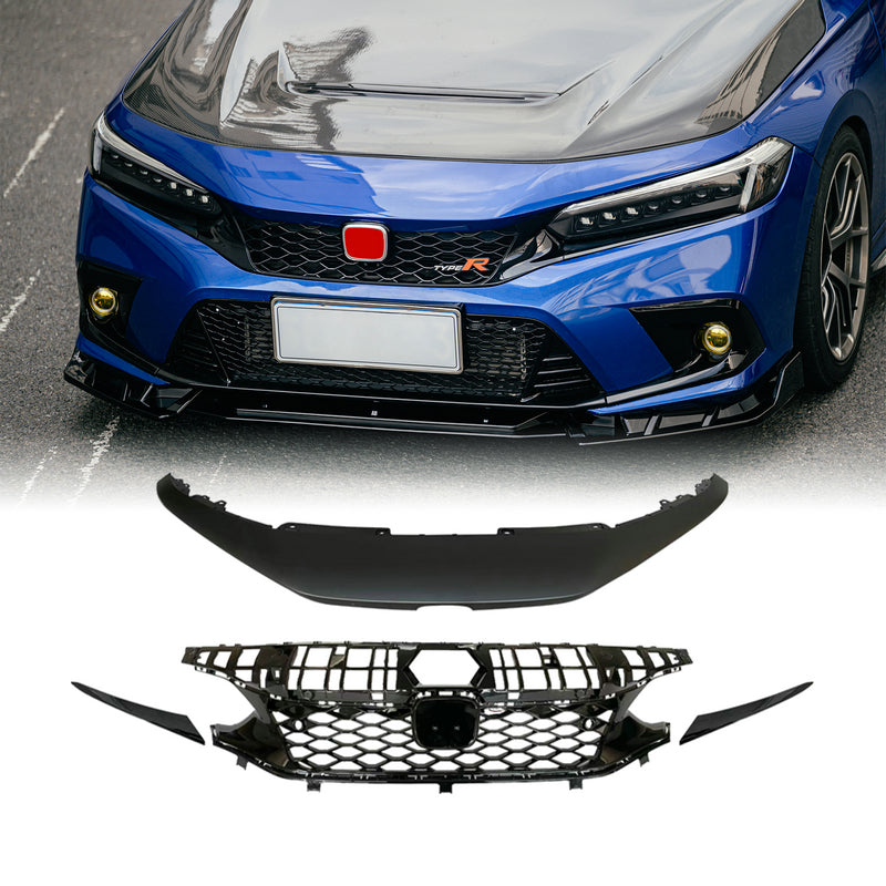 Honda Civic Gen 11 FE1 TR Type front grill  (Gloss black, Sedan)