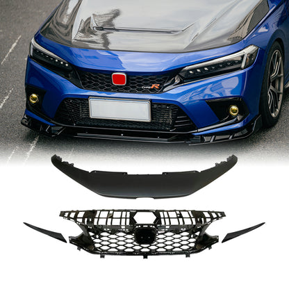 Honda Civic Gen 11 FE1 TR Type front grill  (Gloss black, Sedan)