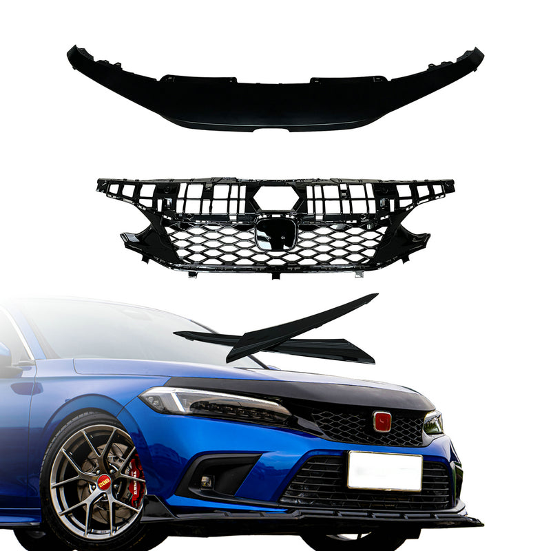 Honda Civic Gen 11 FE1 TR Type front grill  (Gloss black, Sedan)