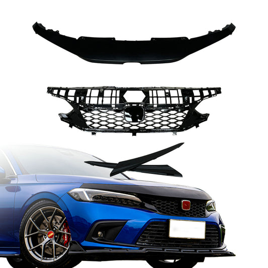 Honda Civic Gen 11 FE1 TR Type front grill  (Gloss black, Sedan)