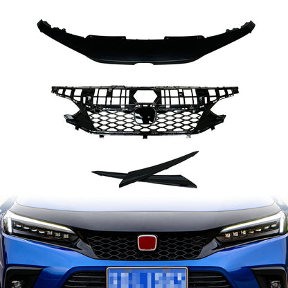 Honda Civic Gen 11 FE1 TR Type front grill  (Gloss black, Sedan)