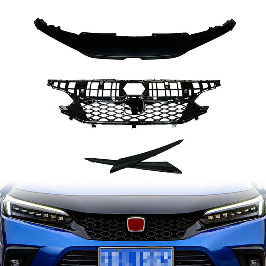 Honda Civic Gen 11 FE1 TR Type front grill  (Gloss black, Sedan)