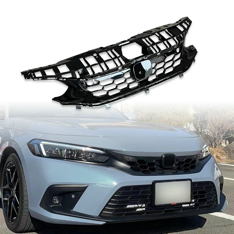 Honda Civic Gen 11 FL1 SI Type front grill  (Gloss black, Hatchback)