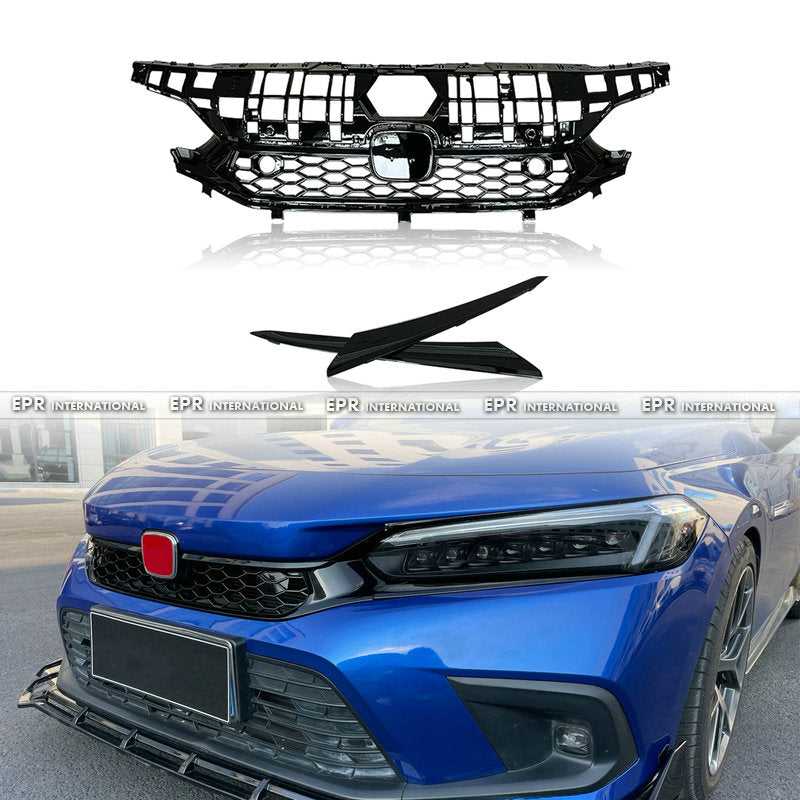 Honda Civic Gen 11 FL1 TR Type front grill  (Gloss black, Hatchback)