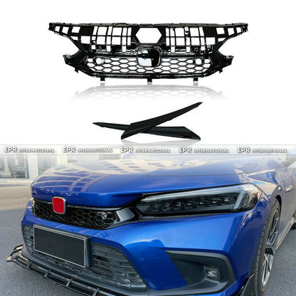Honda Civic Gen 11 FL1 TR Type front grill  (Gloss black, Hatchback)