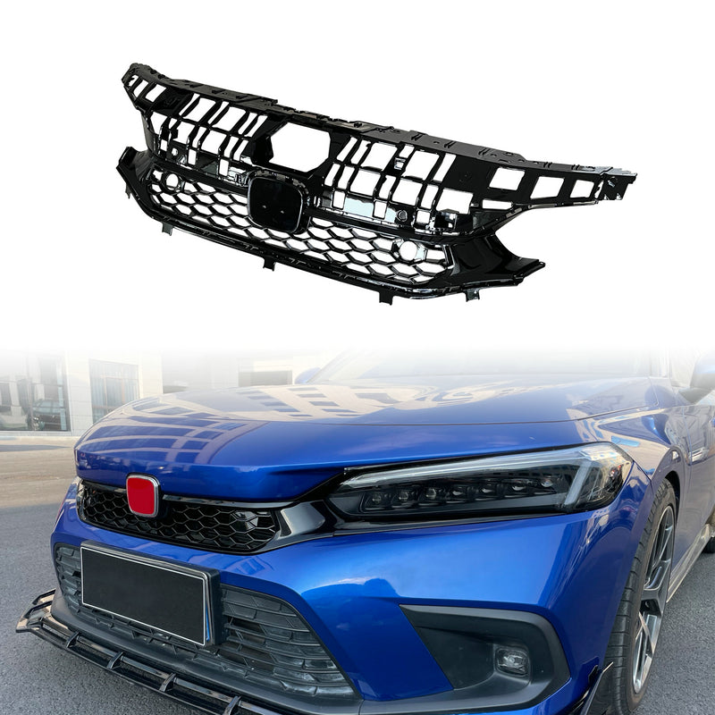 Honda Civic Gen 11 FL1 TR Type front grill  (Gloss black, Hatchback)