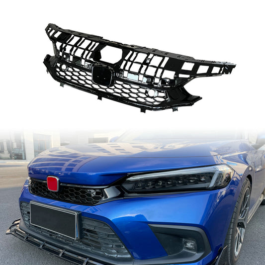 Honda Civic Gen 11 FL1 TR Type front grill  (Gloss black, Hatchback)