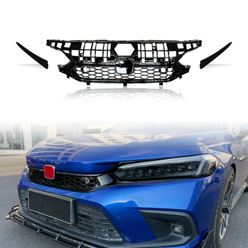 Honda Civic Gen 11 FL1 TR Type front grill  (Gloss black, Hatchback)